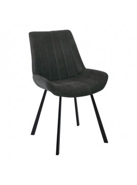 WOODWELL ΕΜ790,1MATT Καρέκλα Τραπεζαρίας Μέταλλο Βαφή Μαύρο, Ύφασμα Suede Ανθρακί 55x61x88cm ΕΜ790,1