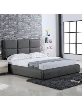 WOODWELL Ε8080,3MAXIM Κρεβάτι Διπλό, για Στρώμα 160x200cm, Ύφασμα Σκούρο Γκρι 183x220x121cm Ε8080,3