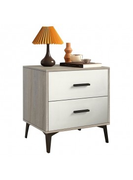 WOODWELL Ε7420,3MERRANO Κομοδίνο με 2 Συρτάρια Απόχρωση Sonoma-Άσπρο 40x40x48cm Ε7420,3