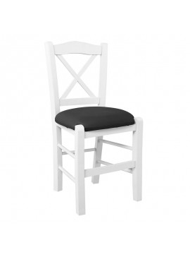 WOODWELL METRO Καρέκλα Οξιά Βαφή Εμποτισμού Άσπρο Κάθισμα Pu Μαύρο 43x47x88cm Ρ967,Ε8Τ