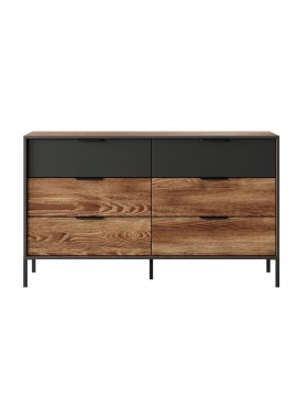 Συρταριέρα Milton κάστανο + Ανθρακί 137x81x39cm