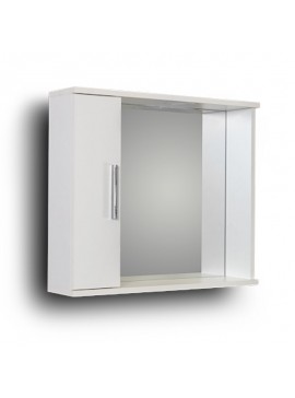 Καθρέφτης ALON 65 Aριστερός 3MAL065GLL Λευκό Gloss, με ένα ντουλάπι αριστερά 65x15x56 και φωτισμό LED  3MAL065GLL