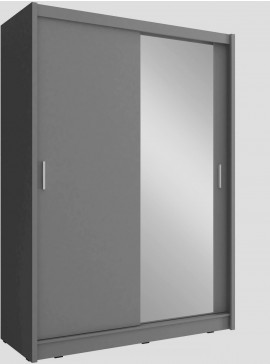 Lh-homefurniture Ντουλάπα Συρόμενη 24113-MJMw-150 Χρώμα Γραφίτης 150x200x62 cm 24113-MJMg-150