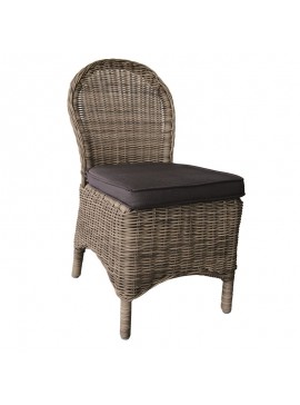 WOODWELL Ε654MONTANA Καρέκλα Τραπεζαρίας Κήπου ALU, Φ5mm Round Wicker Grey Brown, Μαξιλάρι Ανθρακί 48x65x91cm Ε654