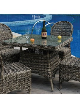 WOODWELL MONTANA Τραπέζι Dining Κήπου-Βεράντας ALU, Φ5mm Round Wicker Grey Brown 90x90 H.75cm Ε6551