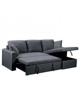 WOODWELL Ε9586,6MONTREAL Καναπές - Κρεβάτι Γωνία Αναστρέψιμη με Χώρο Αποθήκευσης, Ύφασμα Ανθρακί 223x146x80x83cm Bed:115x194x43 Ε9586,6