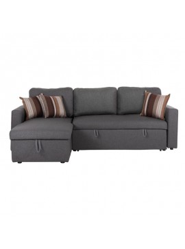 WOODWELL Ε9588,1MONTREAL-W Καναπές - Κρεβάτι Γωνία Αναστρέψιμη με Χώρο Αποθήκευσης, Ύφασμα Γκρι 219x144x64x80cm Bed:144x198cm Ε9588,1