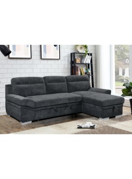 Insi  Morel Γωνιακός καναπές κρεβάτι με αποθηκευτικό χώρο 262x159x92εκ. Γκρι σκούρο με αναστρέψιμη γωνία   0011.HS26DG 