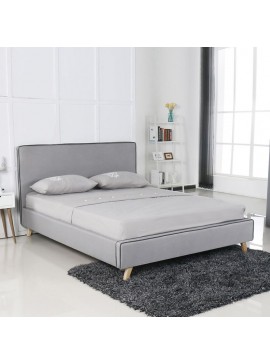 WOODWELL MORISSON Κρεβάτι Διπλό, για Στρώμα 160x200cm, Ύφασμα Ανοιχτό Γκρι 171x216x108cm Ε8078,1