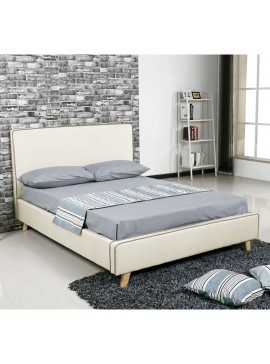 WOODWELL Ε8082,3MORISSON Κρεβάτι Διπλό, για Στρώμα 140x190cm, Ύφασμα Εκρού 151x206x110cm Ε8082,3