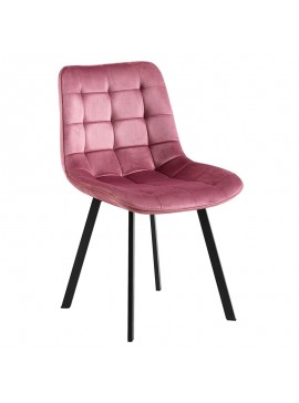 WOODWELL MYRIAM K/D Καρέκλα Τραπεζαρίας Μέταλλο Βαφή Μαύρο, Ύφασμα Velure Dirty Pink ( Συσκ.4 ) 50x56x83cm ΕΜ7913,1Κ