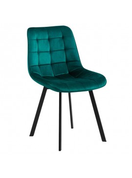 WOODWELL MYRIAM K/D Καρέκλα Τραπεζαρίας Μέταλλο Βαφή Μαύρο, Ύφασμα Velure Forest Green ( Συσκ.4 ) 50x56x83cm ΕΜ7913,3Κ