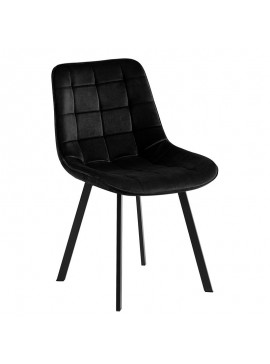WOODWELL MYRIAM K/D Καρέκλα Τραπεζαρίας Μέταλλο Βαφή Μαύρο, Ύφασμα Velure Μαύρο ( Συσκ.4 ) 50x56x83cm ΕΜ7913,5Κ
