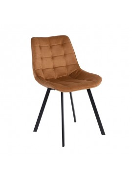 WOODWELL MYRIAM Καρέκλα Τραπεζαρίας, Μέταλλο Βαφή Μαύρο, Ύφασμα Velure Camel ( Συσκ.6 ) ΕΜ7913,4