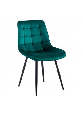 WOODWELL MYRIAM-R Καρέκλα Τραπεζαρίας, Μέταλλο Βαφή Μαύρο, Ύφασμα Velure Forest Green ( Συσκ.4 ) 53x60x85cm ΕΜ7913,3R