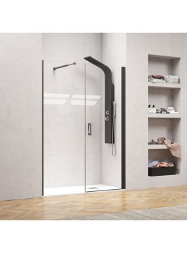 KARAG  NERO Καμπίνα από τοίχο σε τοίχο με διάφανο κρύσταλλο NERO 6 PORTA Black KARAG 165x200cm KARAG-5206836059259