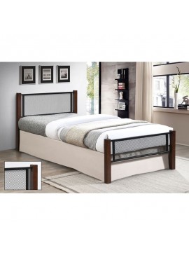 WOODWELL Ε8048ΝΕΤ Κρεβάτι Μονό για Στρώμα 90x190cm, Μέταλλο Βαφή Μαύρο, Ξύλο Καρυδί 95x200x81(Στρώμα 90x190)cm Ε8048