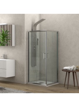 KARAG  NEW FLORA Καμπίνα τετράγωνη με διάφανο κρύσταλλο NEW FLORA 100 Χρωμέ KARAG 70x70x180cm KARAG-5206836569116