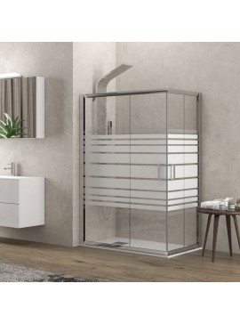 KARAG  NEW FLORA Καμπίνα τετράγωνη με σεριγραφάτο κρύσταλλο NEW FLORA 100 Χρωμέ KARAG 80x80x180cm KARAG-5206836552491