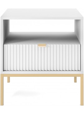 Lh-homefurniture Κομοδίνο Nova Λευκό +χρυσό 54x56x39cm P_Nova_11_Bi_g