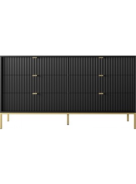 Lh-homefurniture Συρταριέρα Nova χρώμα Ανθρακί +Χρυσό με 6 συρτάρια 154x91x39cm P_NOVA_Cz_ZL_21-6s