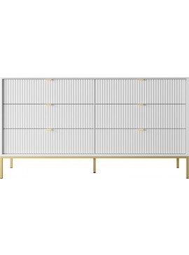 Lh-homefurniture Συρταριέρα Nova χρώμα λευκό+ Χρυσό με 6 συρτάρια 154x91x39cm P_NOVA_BL_G_37_6s