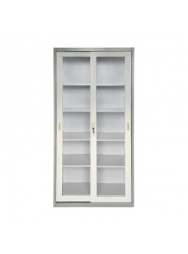 WOODWELL Ε6012,1ΝΤΟΥΛΑΠΑ Δίφυλλη με Συρόμενες επάλληλες πόρτες, 4 Ράφια, Μέταλλο Βαφή Γκρι 85x40x180cm Ε6012,1