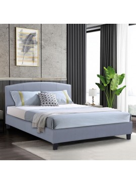 WOODWELL Ε8806,11ODEON Κρεβάτι Διπλό για Στρώμα 140x190cm, Ύφασμα Γκρι 148x205x94cm Ε8806,11