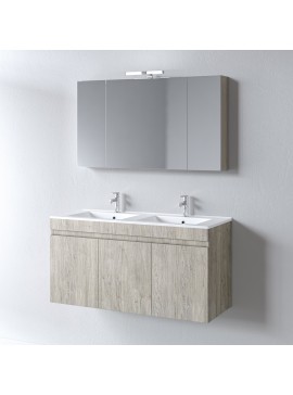 Σετ Επίπλου OMEGA 120cm με Διπλό Νιπτήρα χρ.BEIGE OAK 9SOM120BODW