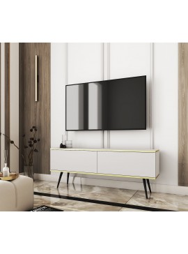 Lh-homefurniture Έπιπλο τηλεόρασης ORO  Λευκό+ μαύρο 135x53x32cm P_ORO_STVb+BL