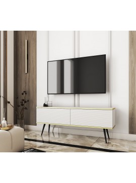 Lh-homefurniture Έπιπλο τηλεόρασης ORO_MDF Λευκό 135x53x32cm P_ORO_STVb_MDF_BL