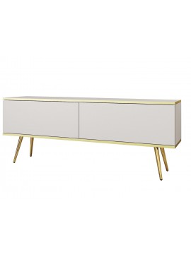 Lh-homefurniture Έπιπλο τηλεόρασης ORO  Λευκό+ χρυσό 135x53x32cm P_ORO_STVb+GL