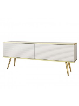 Lh-homefurniture Έπιπλο τηλεόρασης ORO_MDF Λευκό + χρυσό 135x53x32cm P_ORO_STVb_MDF_GL