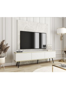 Lh-homefurniture Έπιπλο τηλεόρασης ORO_MDF Λευκό 175x53x32cm P_ORO_BTV_Bi_MDF_BL
