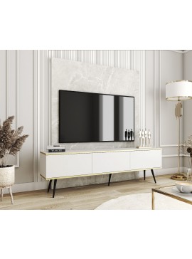 Lh-homefurniture Έπιπλο τηλεόρασης ORO  Λευκό+ μαύρο 175x53x32cm P_ORO_BTVb+BL