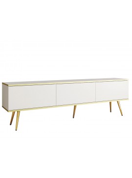 Lh-homefurniture Έπιπλο τηλεόρασης ORO  Λευκό+ Χρυσό 175x53x32cm P_ORO_BTVb+GL