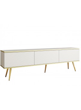 Lh-homefurniture Έπιπλο τηλεόρασης ORO_MDF Λευκό + χρυσό 175x53x32cm P_ORO_BTV_Bi_MDF_GL