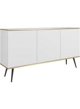 Μπουφές Oro λευκό με μαύρα πόδια 160x85x39cm