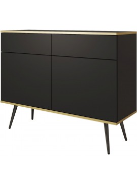 Μπουφές Oro Ανθρακί με μαύρα πόδια 107x85x39cm