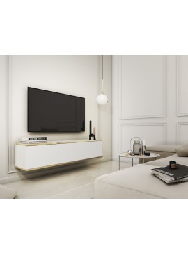  Lh-homefurniture   Κρεμαστό έπιπλο τηλεόρασης ORO λευκό 135x30x32cm  P_ORO_STVb