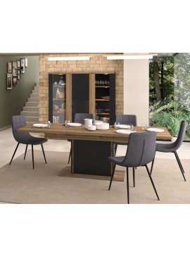 Insi Otello τραπέζι τραπεζαρίας επεκτεινόμενο 160/205x90x77εκ. Helvezia Oak / Μαύρο  0021.GM70 