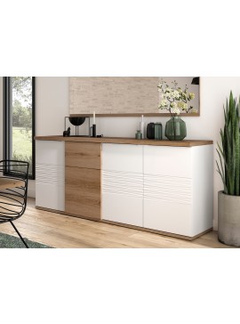 Insi Otello μπουφές με 4 πόρτες και 1 συρτάρι 208x47x87εκ. Helvezia Oak / Λευκό  009.GM54 