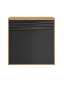 Insi Otello συρταριέρα με 4 συρτάρια 106x45x103εκ. Helvezia Oak / Μαύρο  0201.GM48 