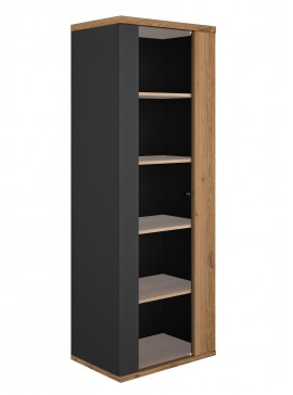 Insi Otello βιτρίνα με μία πόρτα 64x45x178εκ. Helvezia Oak / Μαύρο  014.GM53 