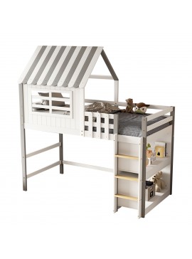 ΠΑΙΔΙΚΟ ΚΡΕΒΑΤΙ τ.MONTESSORI ΜΕ ΠΛΑΙΝΑ ΡΑΦΙΑ HOMI HM712 ΞΥΛΟ ΠΕΥΚΟΥ ΛΕΥΚΟ-ΓΚΡΙ-ΣΤΡΩΜΑ 90x190εκ