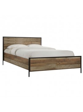 WOODWELL PALLET Κρεβάτι Διπλό, για Στρώμα 160x200cm, Μέταλλο Βαφή Μαύρο, Antique Oak 167x204x100cm Ε8431