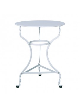 WOODWELL ΠΑΡΑΔΟΣΙΑΚΟ Τραπέζι - K/D - Μέταλλο Βαφή Άσπρο Φ60x71cm Ε8501,1
