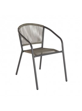 WOODWELL PATTY Πολυθρόνα Στοιβαζόμενη Κήπου, Μέταλλο Βαφή Ανθρακί, PE Rattan Γκρι 54x61x73cm Ε2391,2