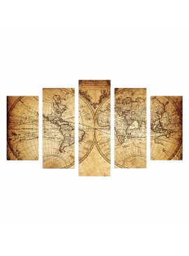 ΠΕΝΤΑΠΤΥΧΟΣ ΠΙΝΑΚΑΣ MDF VINTAGE WORLD MAP HM7206.06 100X60x0,3 εκ.
