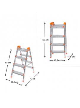 Σκάλα Double Step Perilla μεταλλική 4+4 σκαλοπάτια 93εκ.